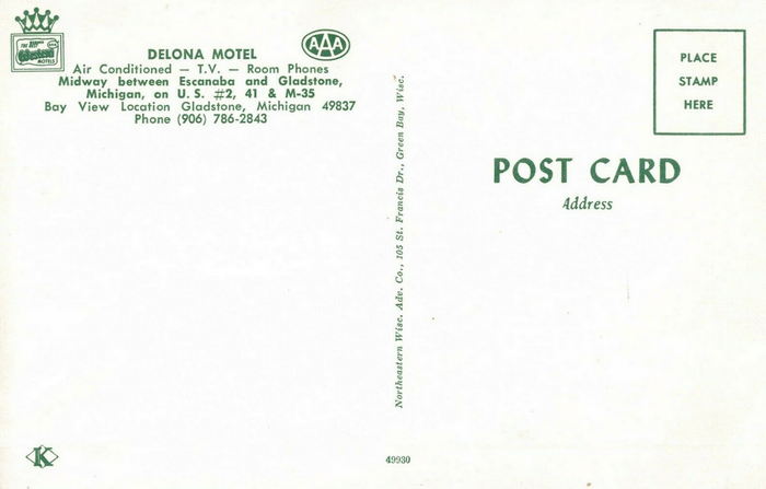 Bay View Motel (Delona Motel) - Old Postcard View